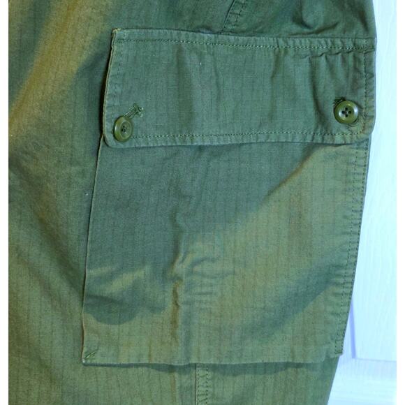 J. Crew Cargo Pants Ripstop Cotton Sz 31 12 Green Straight Leg Crop High Rise - Picture 9 of 15